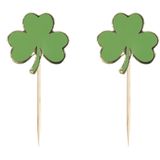10 houten klavertjes Saint Patrick 8 x 5 cm