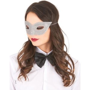 Zilverkleurig puntig Venetiaans oogmasker voor volwassenen
