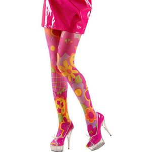 Roze en veelkleurige hippie legging voor volwassenen