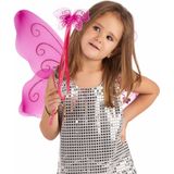 Roze vlindervleugels en toverstaf voor kinderen