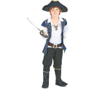 Blauw en goudkleurig barok piraten kostuum voor jongens