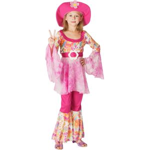 Roze hippie kostuum voor meisjes