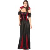 Lange vampieren jurk voor dames zwart en rood