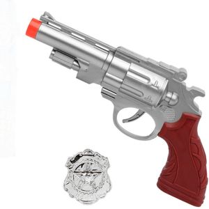Zilverkleurig nep pistool met politie badge