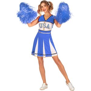 USA cheerleader kostuum blauw dames