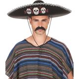 Zwarte Dia de los Muertos sombrero hoed