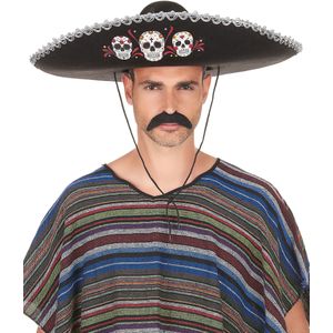 Zwarte Dia de los Muertos sombrero hoed