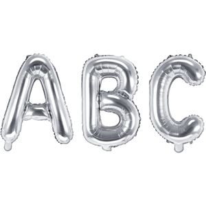 Zilverkleurige aluminium letter ballon 32cm