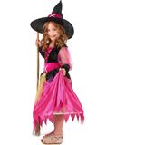 Zwarte en roze heksenjurk voor meisjes