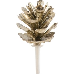 Prikdecoratie gouden dennenappel 4 cm