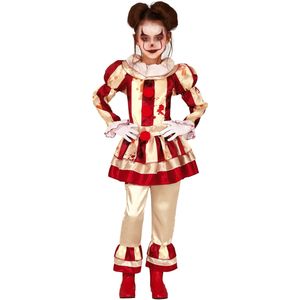 Angstaanjagend rood en wit clown kostuum voor meisjes