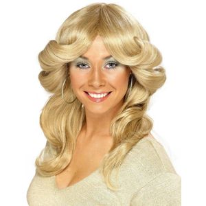 Blonde jaren '70 pruik met krullen voor vrouwen