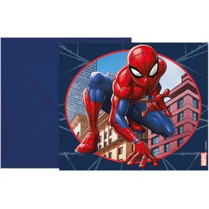 6 Uitnodigingskaarten met enveloppen Spiderman