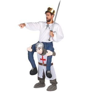 Man op de rug van een ridder kostuum voor volwassenen