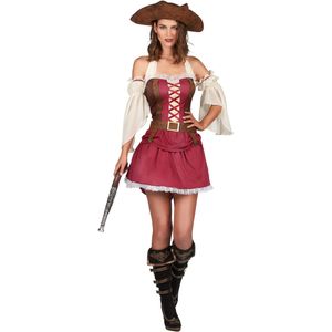 Sexy bordeaux rood piraten kostuum voor dames
