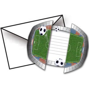 8 voetbal stadium uitnodigingen met envelloppen 15 x 10 cm
