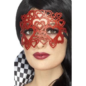 Masker met rode hartjes en glitters voor volwassenen