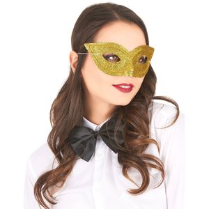Goudkleurig Venetiaans masker met pailletten voor volwassenen