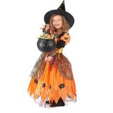 Oranje pompoen heksen outfit voor meisjes