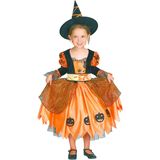 Oranje pompoen heksen outfit voor meisjes