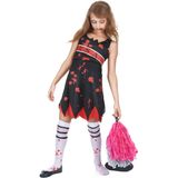 Zwart rood zombie USA cheerleader kostuum voor meisjes