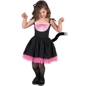 Zwart en roze poezen kostuum voor meisjes