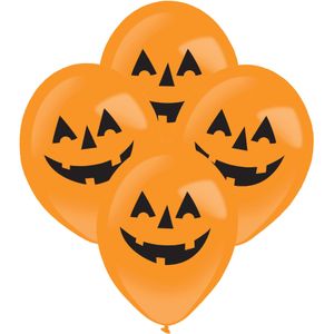 4 LED ballonnen pompoen Halloween 27,5 cm