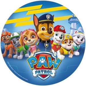 Blauwe eetbare Paw Patrol taartversiering