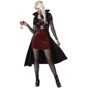 Rood vampier kostuum met zwarte cape voor vrouwen