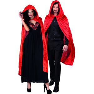 Rode cape met velours effect volwassenen Halloween