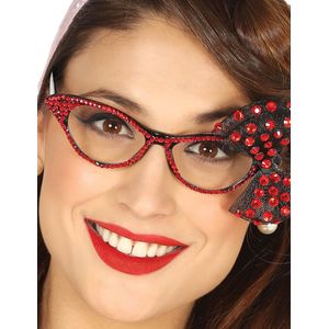 Jaren 50 bril met rode strik voor vrouwen
