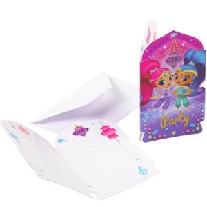 8 Shimmer + Shine uitnodigingen en enveloppen