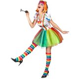 Veelkleurige verf clown kostuum voor vrouwen