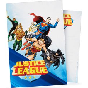 8 Justice League uitnodigingen 10x16cm