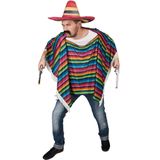 Veelkleurige Mexicaanse poncho met franjes voor volwassenen