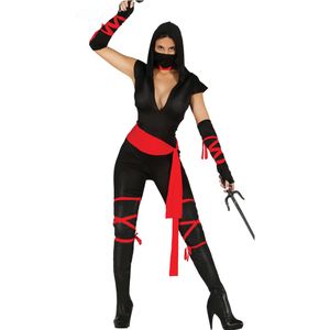 Sexy zwart en rood ninja kostuum voor dames