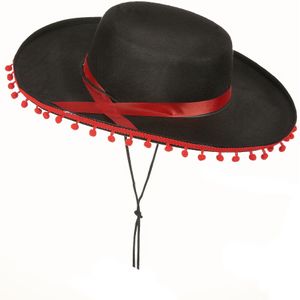 Spaanse hoed in zwart en rood