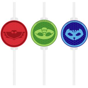 4 kartonnen PJ Masks rietjes met afbeelding
