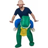 Opblaasbaar man op dinosaurusrug kostuum voor volwassenen