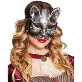 Zilverkleurige Steampunk kattenmasker voor volwassenen