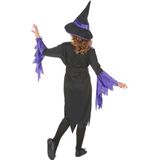 Zwart en paars gekleurd heksen kostuum voor meisjes
