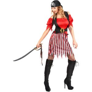 Piratenkostuum met gestreepte rok voor dames