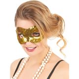 Masker met goudkleurige lovertjes voor volwassenen