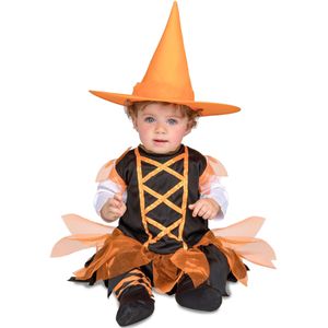 Klein oranje en zwart heks kostuum voor baby's