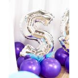 Zilverkleurige aluminium letter ballon 32cm