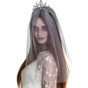 Zombie tiara met sluier voor vrouwen