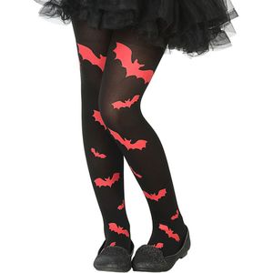 Zwarte en rode vleermuis panty voor kinderen