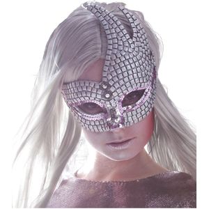 Zilverkleurig mozaïc Venetiaans masker voor volwassenen