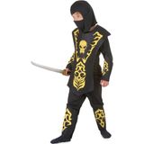 Geel doodskop ninjakostuum voor jongens