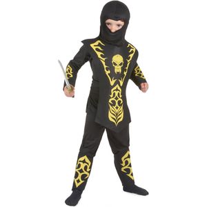 Geel doodskop ninjakostuum voor jongens